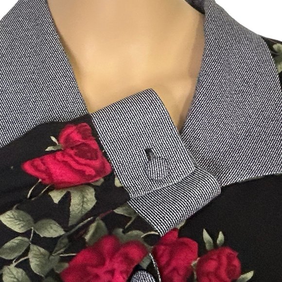 Vintage Jessica Scott Woman Womens 22W Black Red Floral Blouse & Skirt Set - Picture 3 of 11